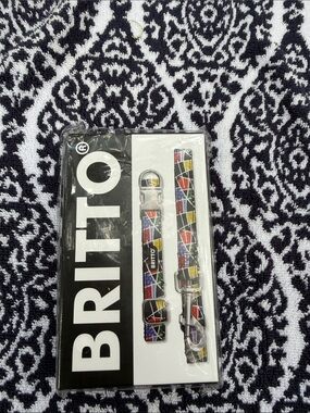 BRITTO Multicolor small size, dog collar, and leash nwt